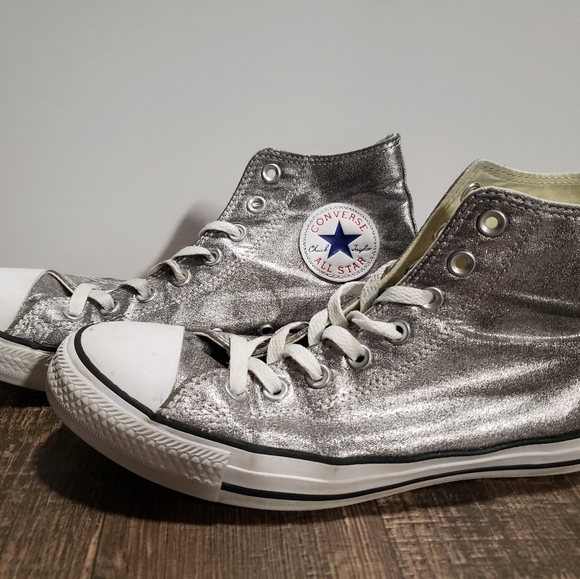 shiny silver converse